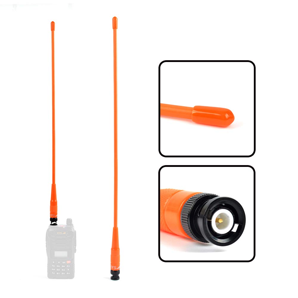 HYS 771N BNC 2m/70cm antenne 15,6 Pouces UHF/VHF Antenne Compatible avec 144/430 MHz Cobra Midland Uniden Portable Portable BNC Walkie Talkie (Orange)