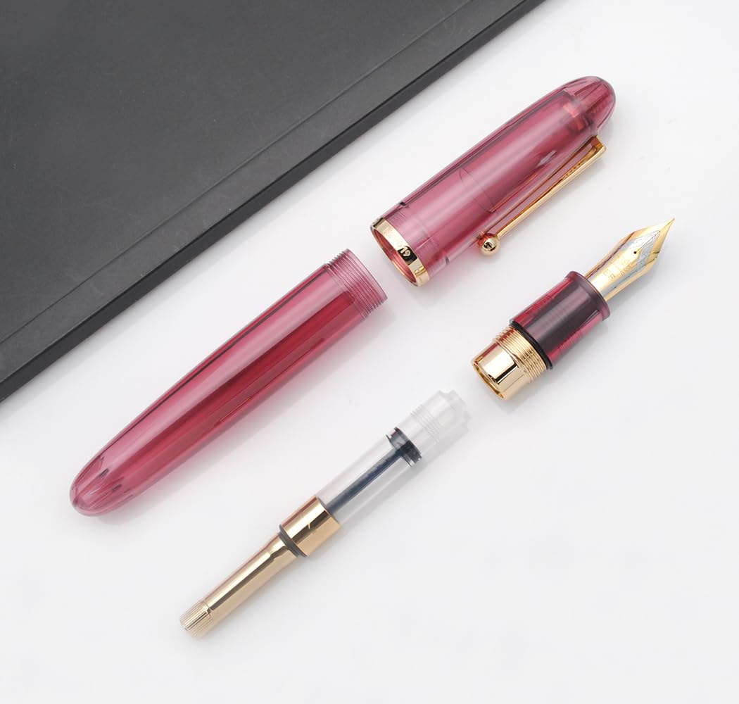 JINHAO DADAO 9019 Fountain Pen Acrylic Ink Pen with Ink Converter (Extra Fine Nib, Transparent Wine Red) - Image 4
