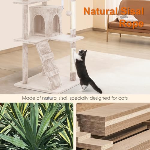Dopinmin Torre para Gatos de 69.3 pulgadas Beige miniatura 4