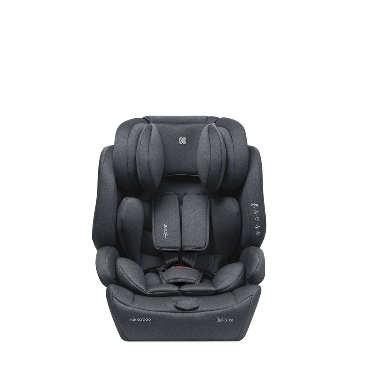 Kikkaboo Siège enfant I-Bronn i-Size (76-150cm) Isofix, Top Tether, Coussin, coloris:gris