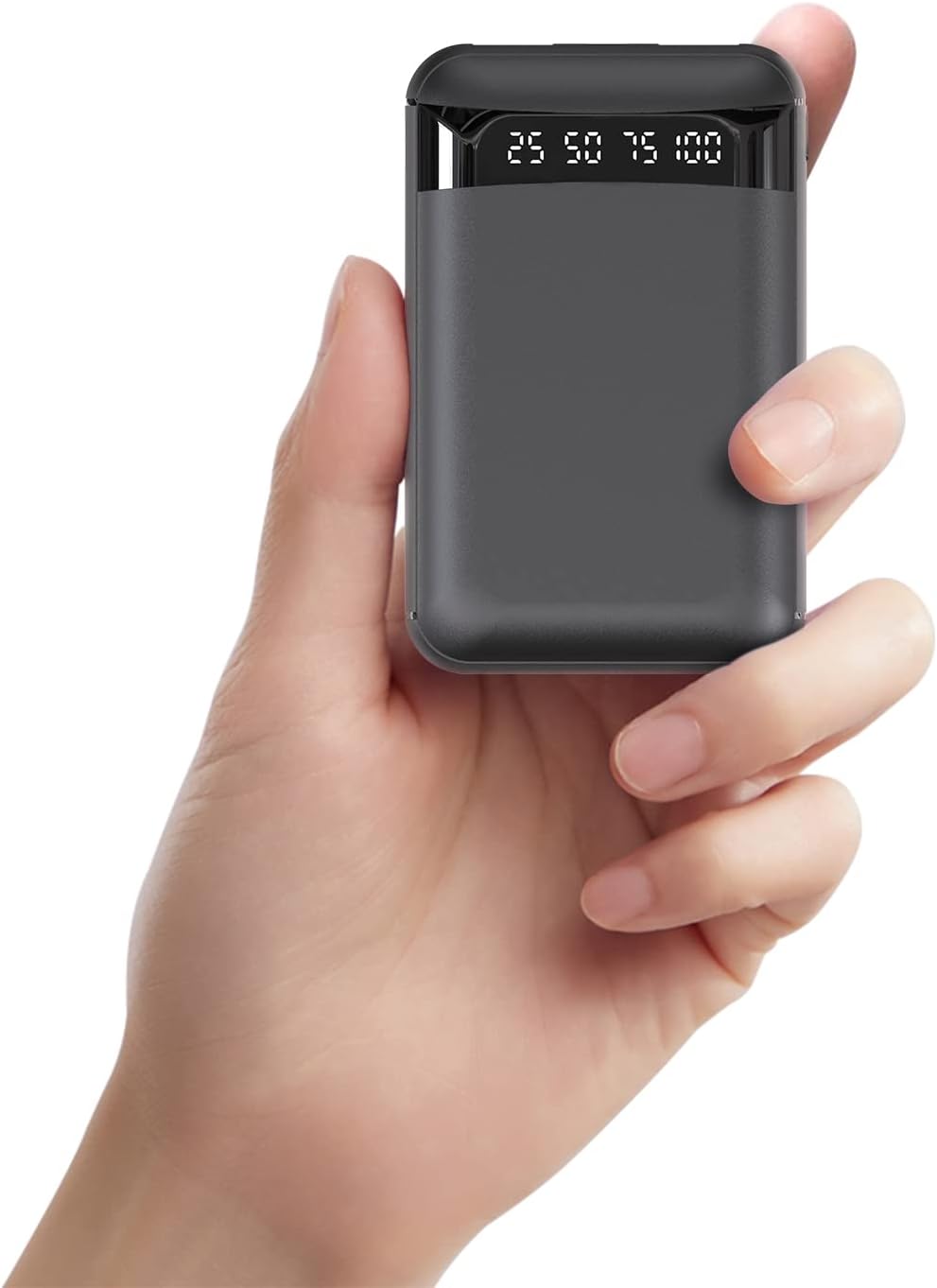 Portable Charger 10000mAh, Small Power Bank with Dual USB Outputs, USB C input, LCD Digital Display External Battery Pack Compatible for iPhone, iPad, Huawei, Samsung, Xiaomi (Black)