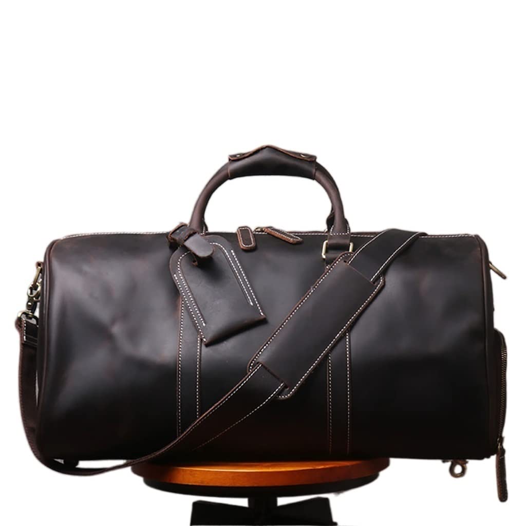 SEASD Vintage Men's Hand Luggage Bag Travel Bag Geunine Leather Large Capacity Single Shoulder Messenger for 15 Inch Laptop (Color : D, Size : 1)