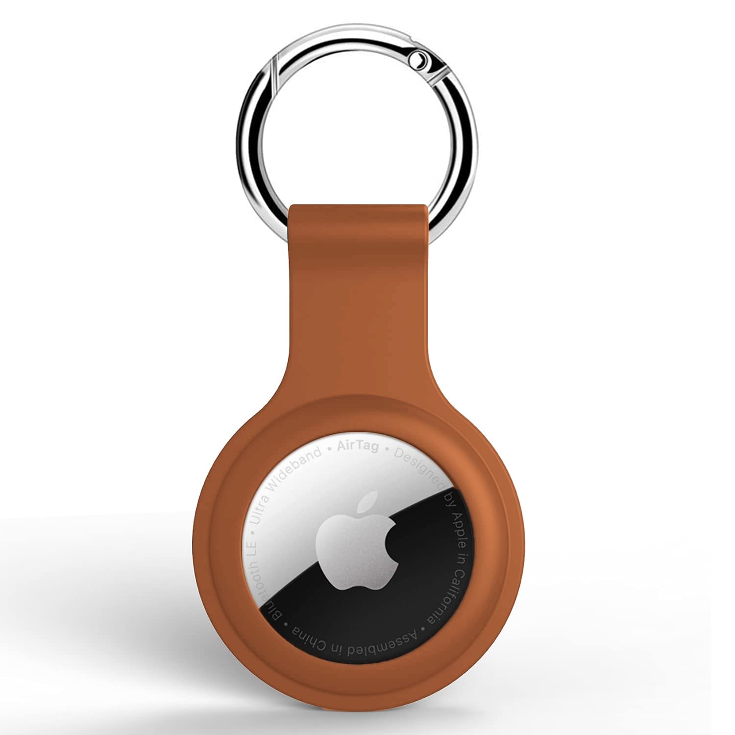 Airtag Silicone Case Protective Cover for Airtag Case Locator Tracker Anti-Lost Device Keychain Protection (Brown)-image-45