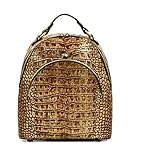 Patricia Nash Women's Distressed Vintage Croc Montioni Backpack, Metallic Gold Tan