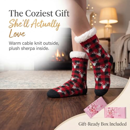 Image of The Metluks Women's Fuzzy Slipper Socks with Non-slip Grippers, Sherpa Lined Warm Cozy Gift Socks