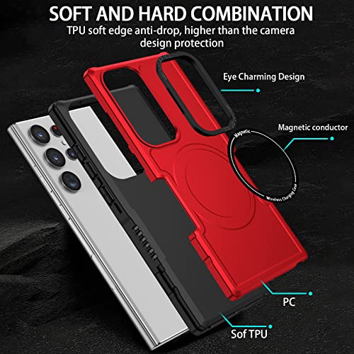 CCSamll Capa de telefone magnética para Samsung Galaxy S23 Ultra compatível com Magsafe, capa protet