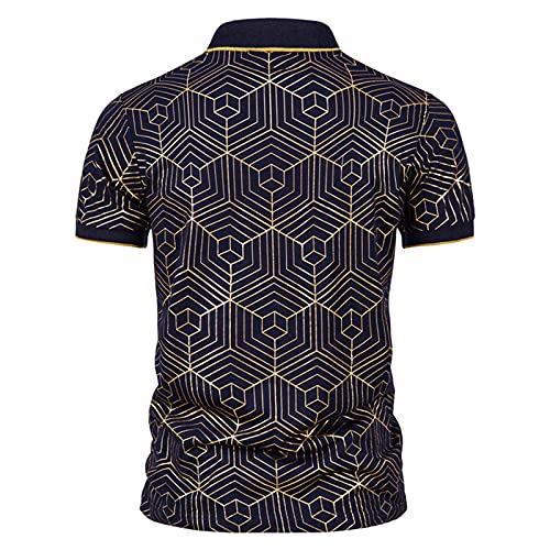 Polo homme patchwork design géométrique coupe cintrée à col revers
