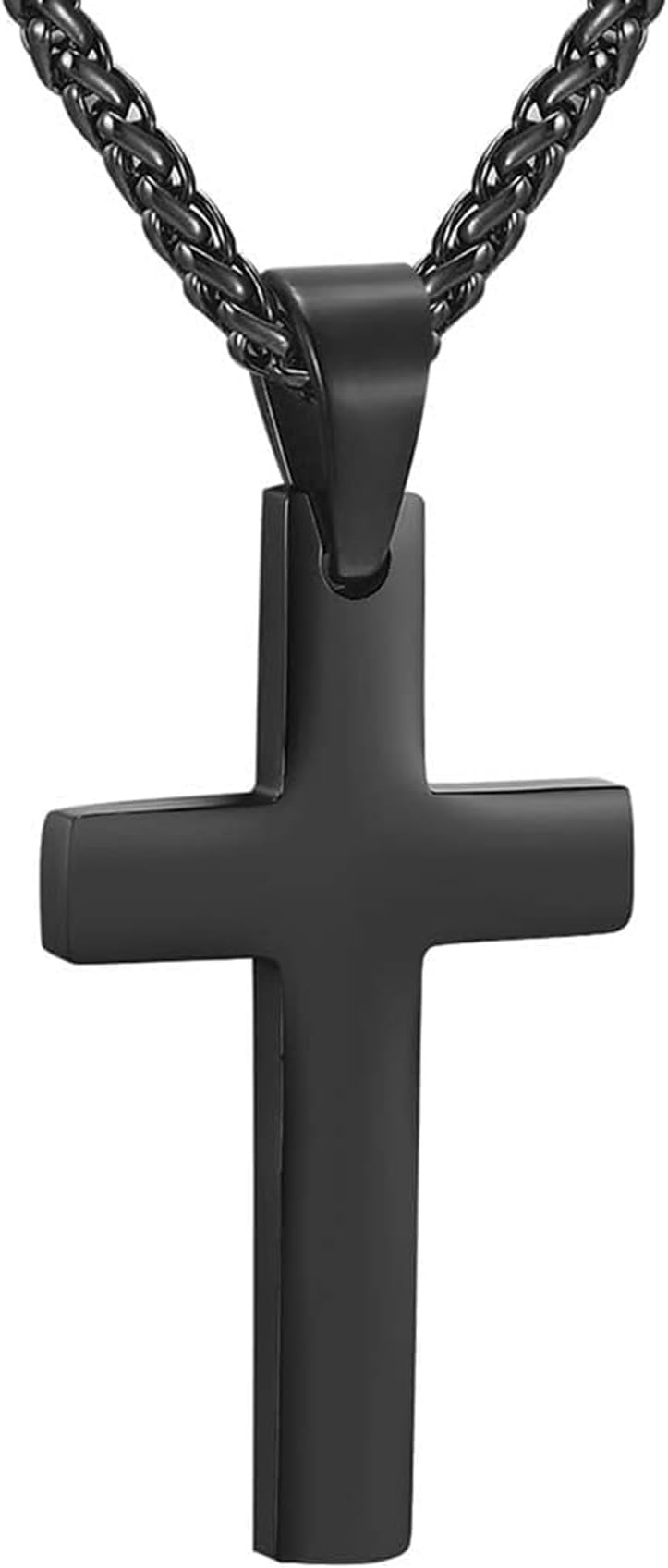 Cross Necklace for Men, Cross Pendant with Adjustable Chain, Sliver Black Gold Plated Crucifix Necklace for Men 316L Stainless Steel Easter Jewellery with Gift Box