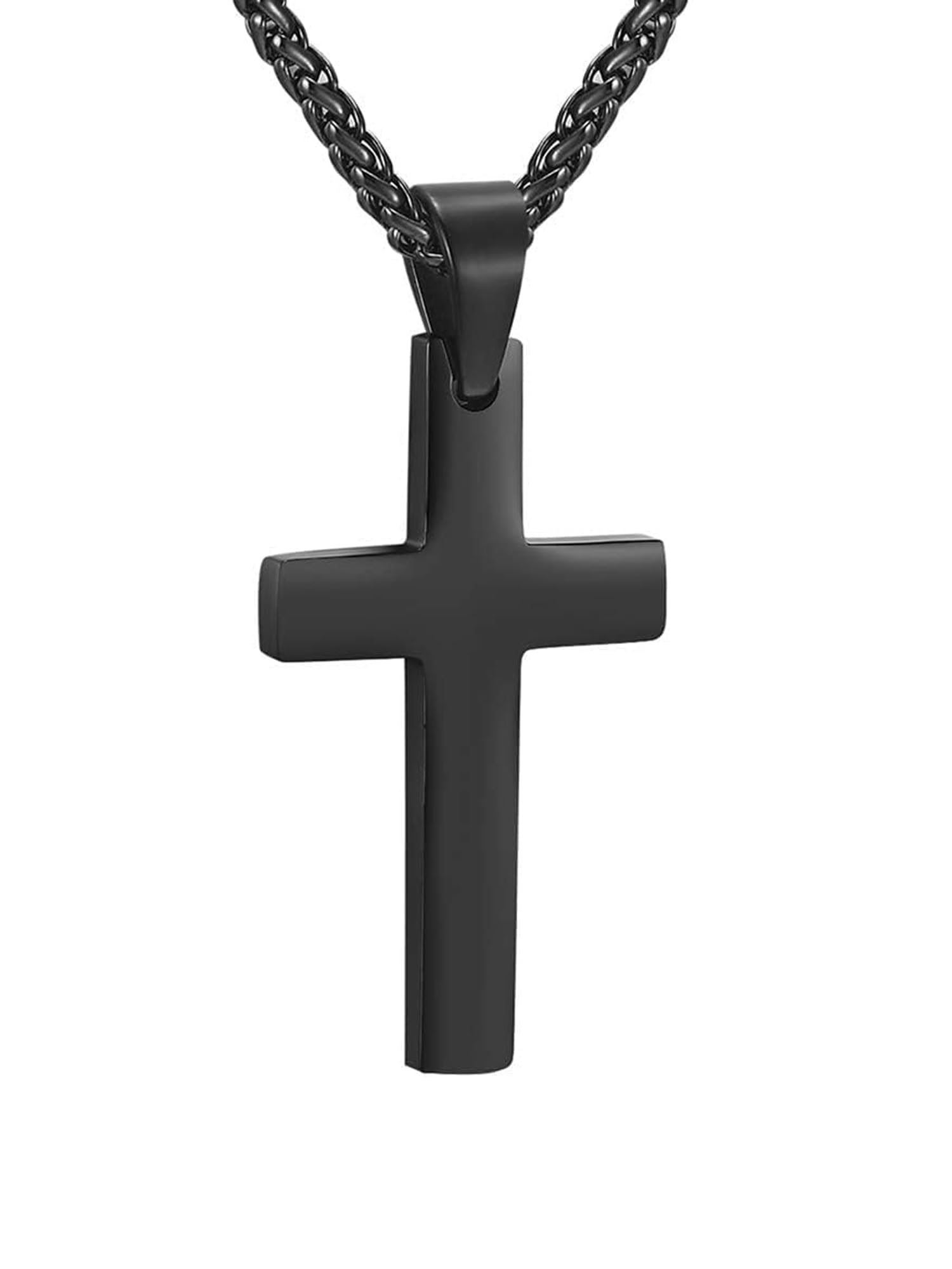 Cross Necklace for Men, Cross Pendant with Adjustable Chain, Sliver Black Gold Plated Crucifix Necklace for Men 316L Stainless Steel Easter Jewellery with Gift Box