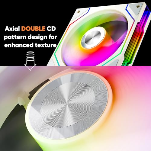 Image of Star Trall ARGB Computer Reverse Blade Case Fan,Double Sided Infinity Mirror Design Cooling Fan, 120mm CPU Case Fan PWM 800~1850RPM 58.36CFM HDB PC Case Fans (White Reverse-1Pack)