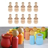 Hacloser 10Pcs/set Wooden Peg Dolls Unfinished, People Nesting Set DIY Craft For Paint Stain Ornament Decorations