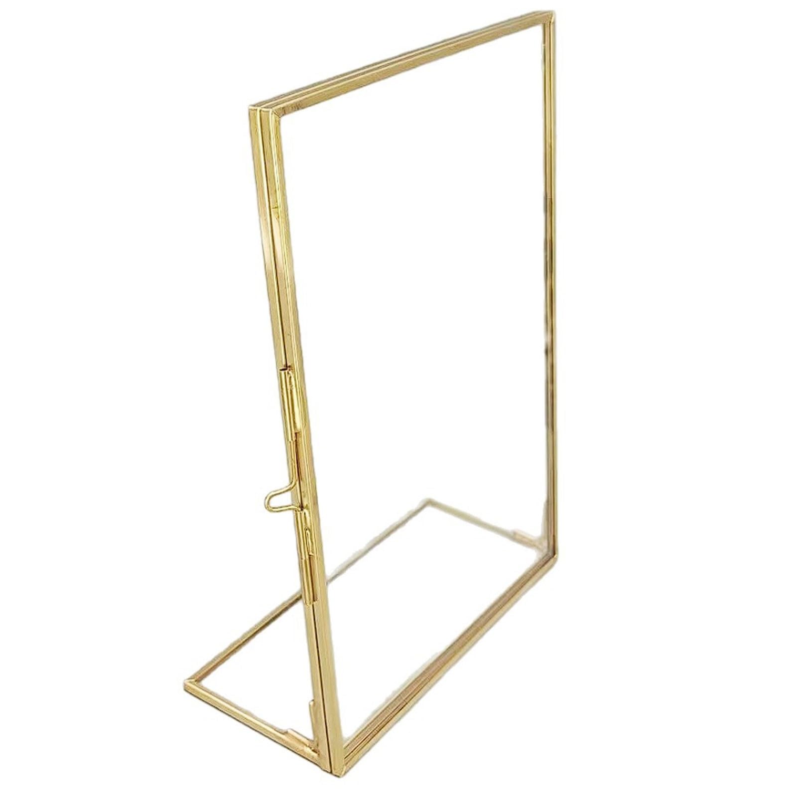 Esmen Gold Vintage Style Glass Photo Frame With And Metal Border, Display Stand Plant Specimen Frame For 7" Or 8" Photos Photograph(8-Inch)