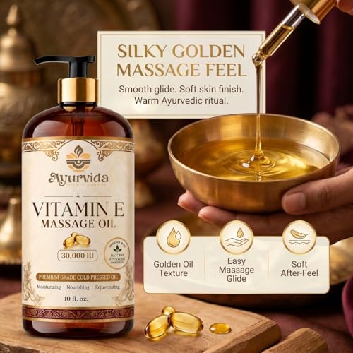 Image of Vitamin E Body Massage Oil 30,000 IU - Nourishing Oil for Dry Skin, Stretch Marks, Skin Glow & Full Body Care | 300ml