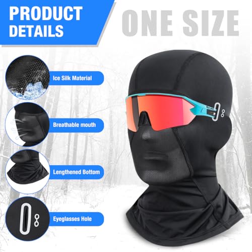 Image of Proberos Balaclava Face Mask - Cool Silk, Eyeglasses Friendly Design, UV Protection, Breathable, Unisex Quick Dry for Riding