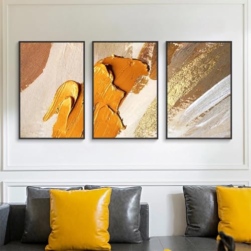 Peinture murale abstraite feuille d'or pour sublimer le design de votre salon