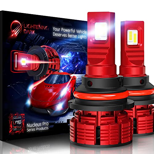 LIGHTENING DARK 9007 led bulb, 16000LM HB5 Extremely Bright Nucleus Pro Conversion Kit - 6500K Cool White, Adjustable Beam - Halogen Replacemen