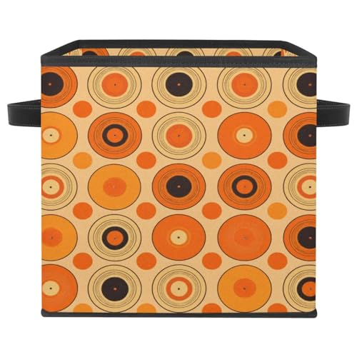 Pratique et élégante, boîte de rangement pliable pour grands cubes de rangement et étagères - Motif Orange Records