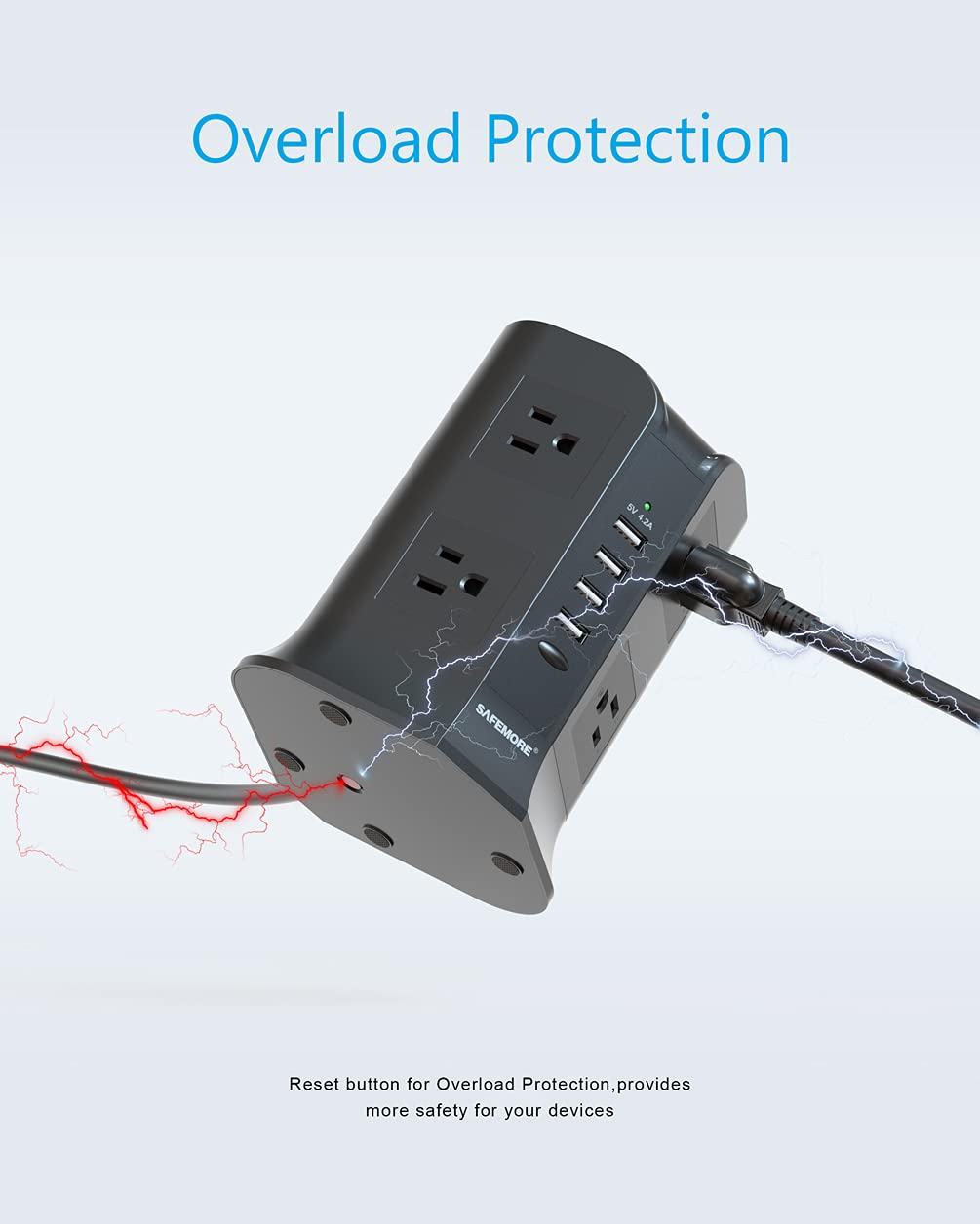 Buy Power Strip Tower SAFEMORE Smart 8Outlet 4USB Surge Protector