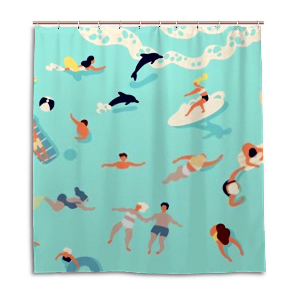 Rideau de douche anti-moisissure CHEHONG en tissu polyester étanche pour cabine de bain
