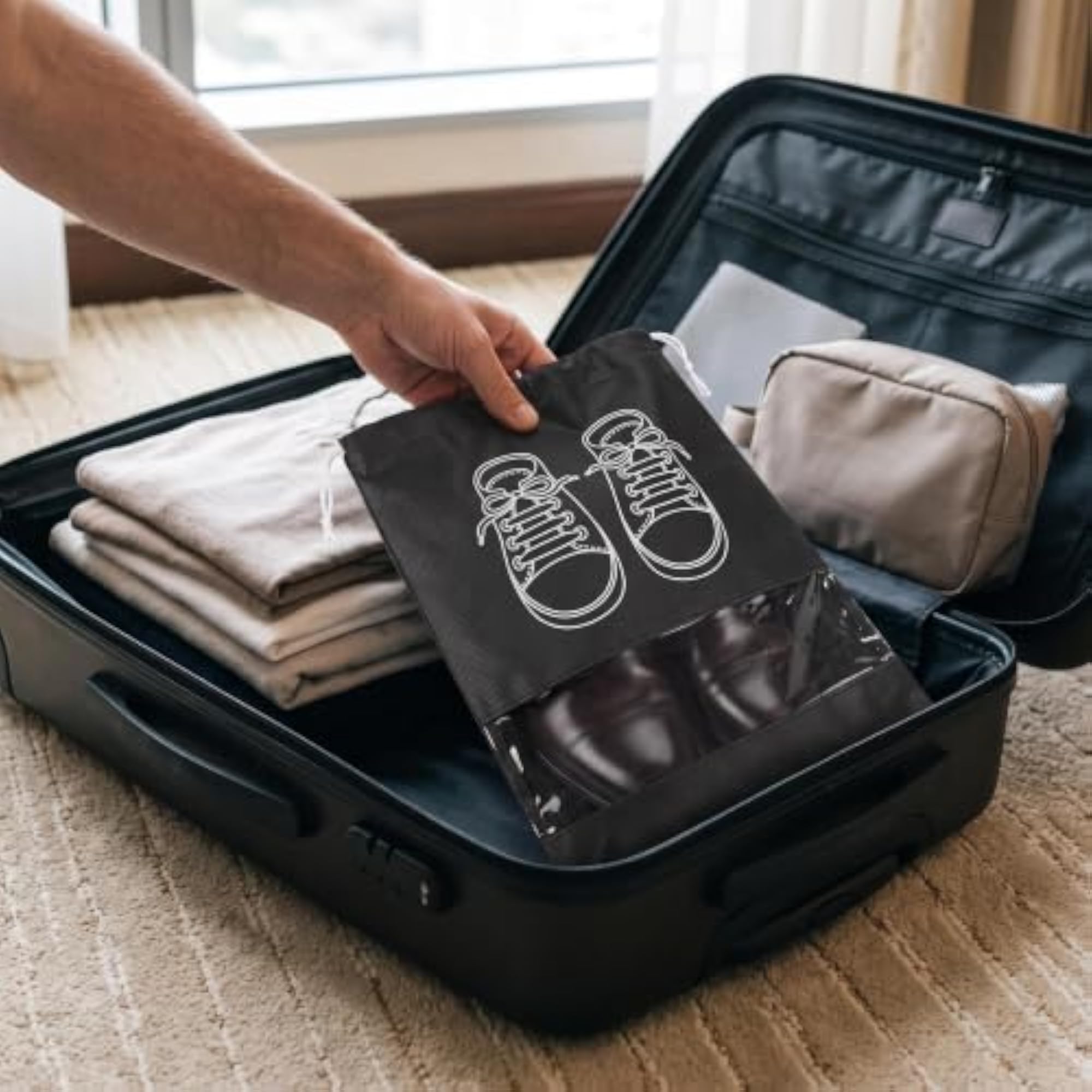 Travel Shoe Bags Dustproof Drawstring Storage Pouches