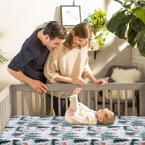 Image of JISEN Fitted Crib Sheets 1 Piece Soft Breathable Baby Crib Sheets for Standard Crib and Toddler Mattress Baby Bed Sheets for Crib for Baby Boys Girls Neutral 28x52 Inch Woodland Animals