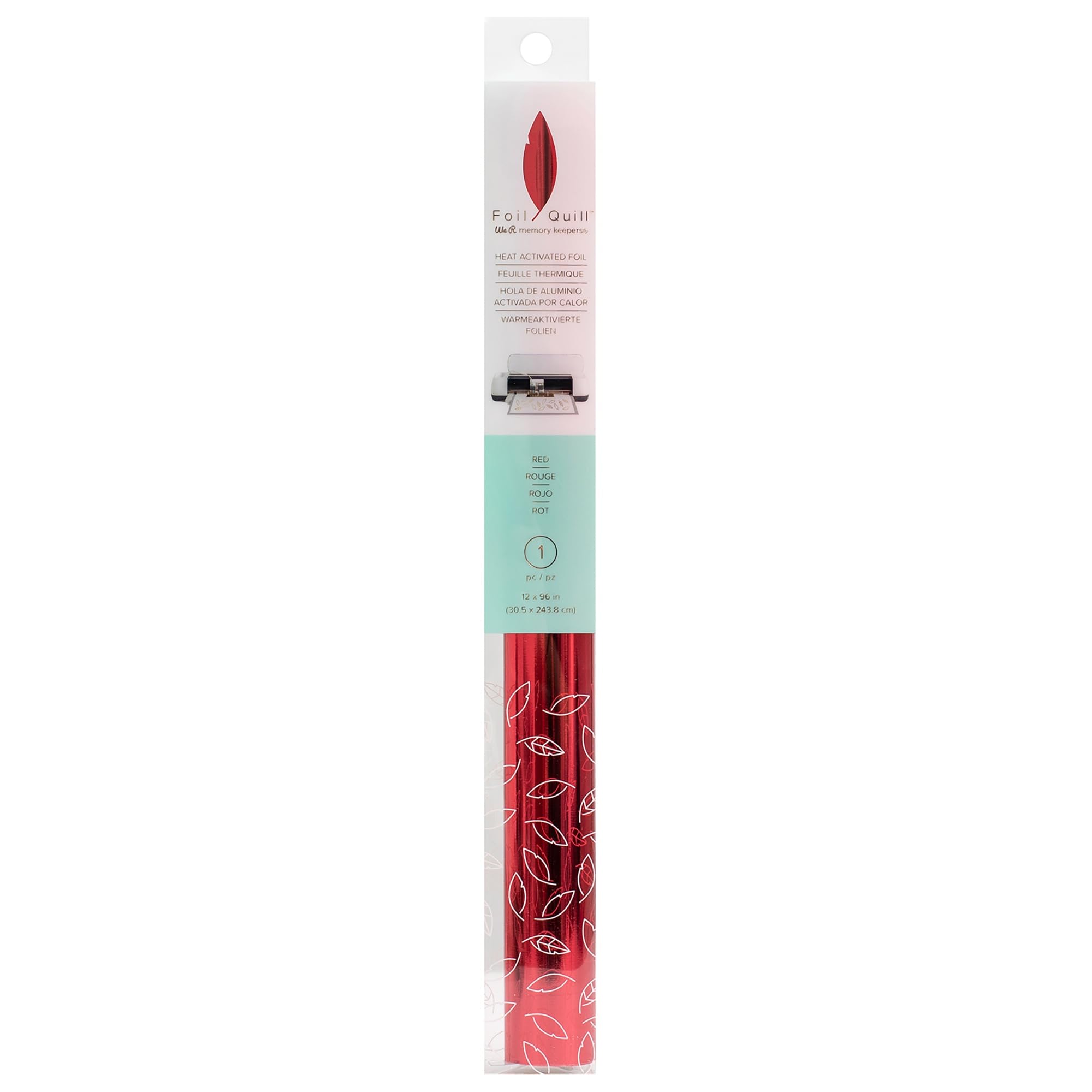 We R Memory Keepers We Heat Activated Foil, Red, Extra Large Roll, 12x96, Use with Quill Pen to Create Shiny Embellishments and Designs