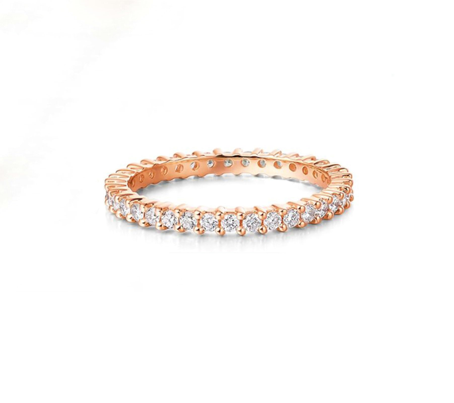 Gualiy Anillos de compromiso de oro rosa de 9 quilates, 14 quilates, 18 quilates con diamante redondo de 0,45 quilates, talla H 1/2-V 1/2
