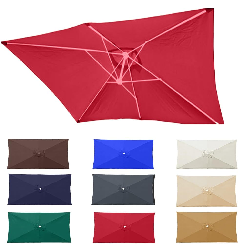 Parasol de remplacement rectangulaire 6 baleines pour extérieur et grand patio