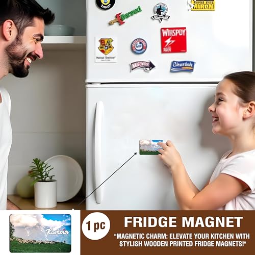 Image of Elegant Fridge Magnet with Themes |Rectangular Size Refrigerator Magnet with Magnetic Rubber Back | Pack of 1, 8.6cm X 5.4cm (Kashmir)
