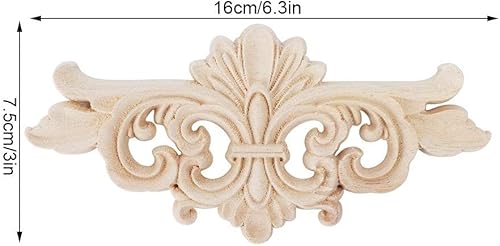 Miniatura 2 de Paquete de 2 apliques de madera, decoración floral de esquina para armarios o puertas, detalles de tallado de madera natural sin terminar,