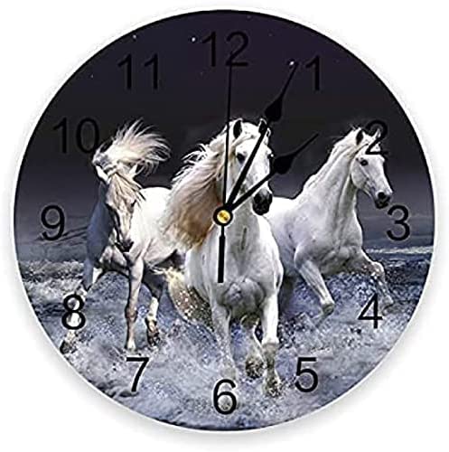Horloges Murales Pour Salon Moderne Animal Courir Cheval Blanc Mer Nouvelle Horloge Murale Mode...
