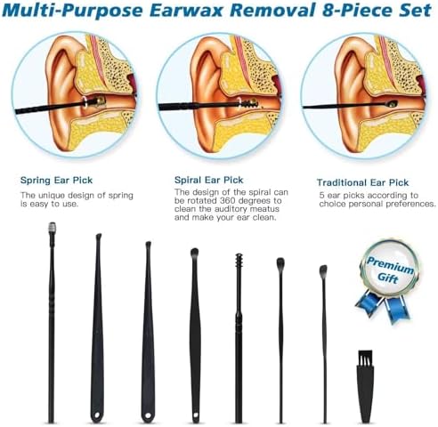 Ear Vacuum Ear Wax Removal Kit with 5 Levels Strong Suction, Reusable Electric Ear Suction Vacuum Tool for Adults and Kids (Black) — view 2