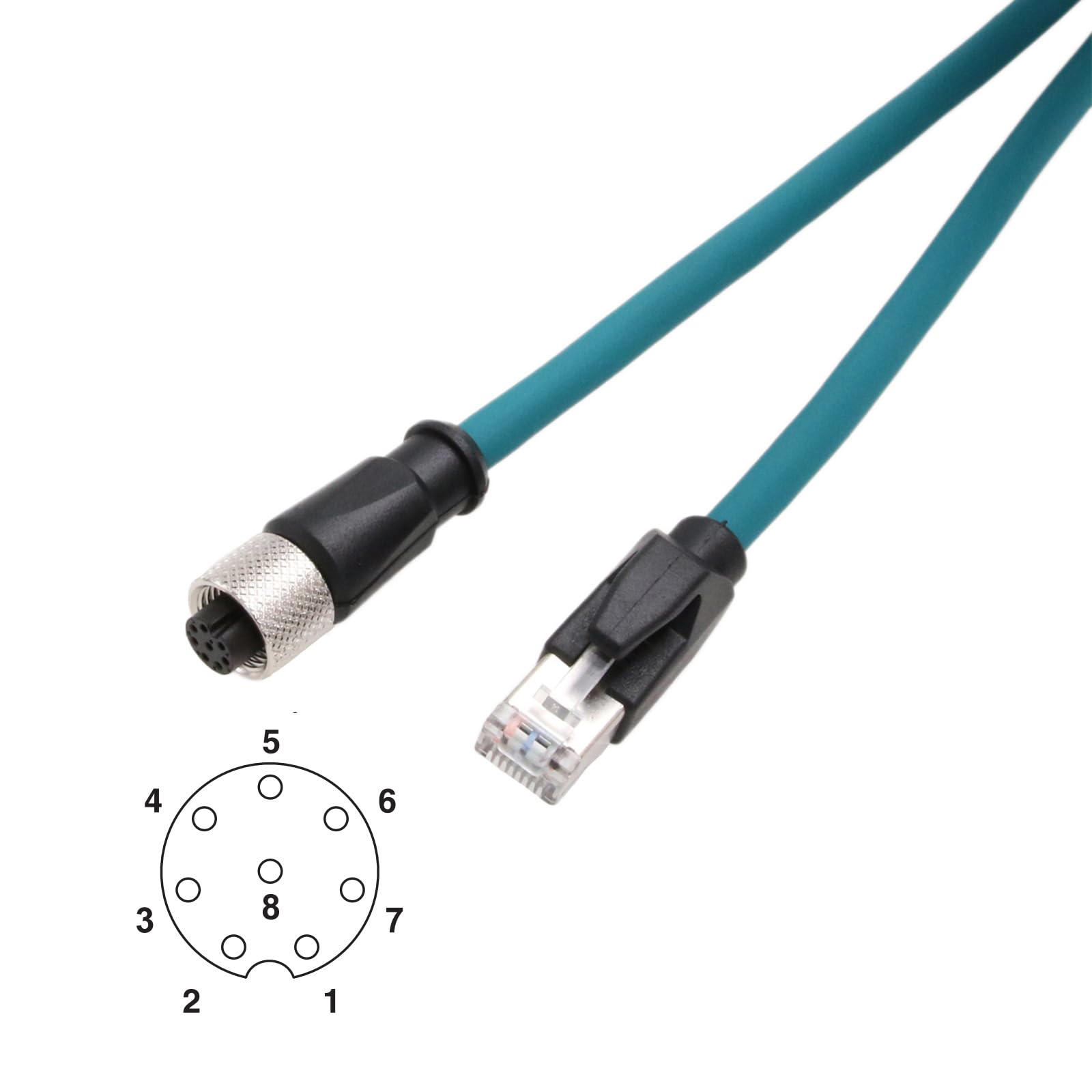 Cavo di rete Ethernet HangTon M12 A-Coded 8 Pin femmina a RJ45 Cat7e Patch Cord per l'applicazione di automazione Profibus del sensore dell'attuatore industriale 15m