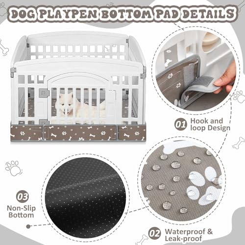 Image of 2 Pack Dog Playpens Cover and Bottom Mat Fits 4 Panels, Grey | for 36 Inch Pet Playpen, Dog Crate Cover Puppy Exercise Pad, Reusable Washable, Hook and Loop Design, Playpen Not Included