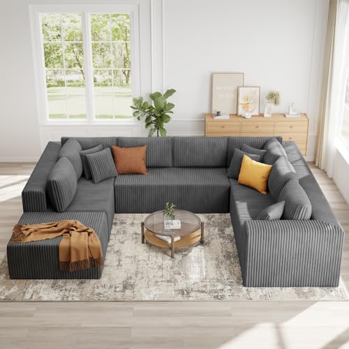 Mvpipi 135" U Shaped Boneless Couch, Oversized Boneless Sectional Couches