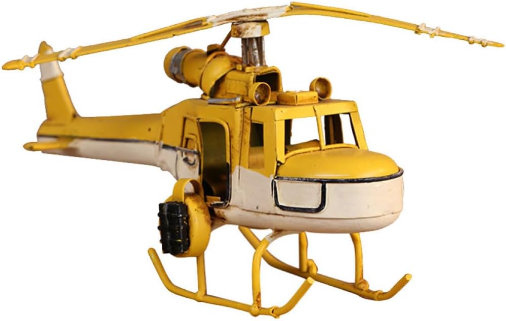 Vintage Iron Biplane Model for Home Decor Retro Yellow Ornament Plane Enthusiasts and Collectors