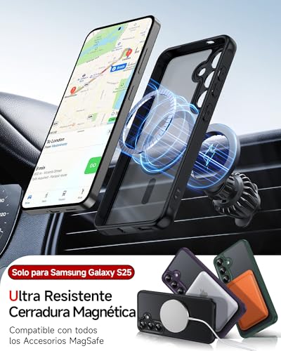 LeYi Funda Magnética para Samsung Galaxy S25 [NO S25+], Compatible con MagSafe [2X Protector de Pantalla] Movil Carcasa Antigolpes Helada Translúcida Antihuellas Cuerpo Completo Capa, Negro - imagen 4