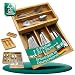 Produktbild KARBAN 2-teiliger Bambus Besteckkasten klein & schmal, platzsparender Besteckeinsatz für schmale Schubladen 20-40cm, FSC Holz, stapelbarer Organizer für bis zu 8 Bestecksets (30×21×6,8cm)