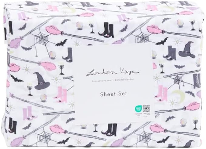 London Kaye Halloween Sheet Set (Black Cats with Bows, Queen)