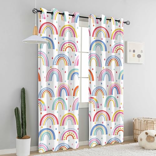 Image of Blackout Rainbow Curtains for Kids Nursery Curtain, C3, 52 inch x 63 inch, 2 Panels