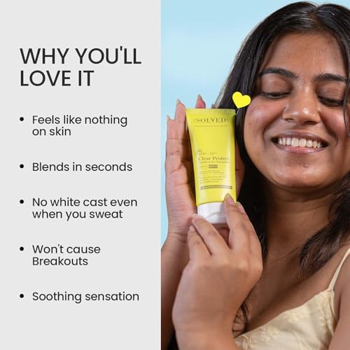 Image of The Solved Skin Clear Protect Sunscreen SPF 50+ PA++++ 50ml | Oil-Free Fluid Gel Sunblock | Lightweight Quick Absorbing | Zero White Cast | New Gen UV Filters | For Acne Prone & Sensitive Skin (50ml)