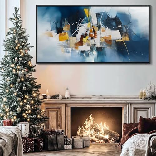 Abstract Canvas Wall Art Navy Blue Wall Art for Living