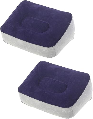 Garneck 2 almohadas inflables para reposa pies de viaje, cojines de descanso de pies, color gris, para debajo del escritorio, para aviones,