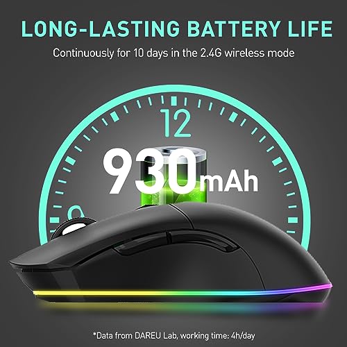 Image of DAREU EM901X Wireless Gaming Mouse with Charging Dock Rechargeable RGB,12K DPI,7 Programmable Buttons High-Precision Sensor [300IPS] [1000Hz] for PC Notebook Mac