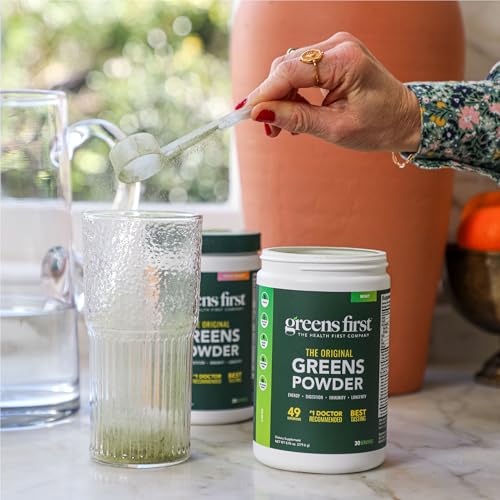 Greens First Original Greens Powder - 49 Superfoods - Organic Fruits & Veggies - Prebiotics, Probiotics & Digestive Enzymes - Antioxidant Smoothie - Dairy Free, Vegan, Non-GMO (Chocolate, 30 Servings) - Image 5