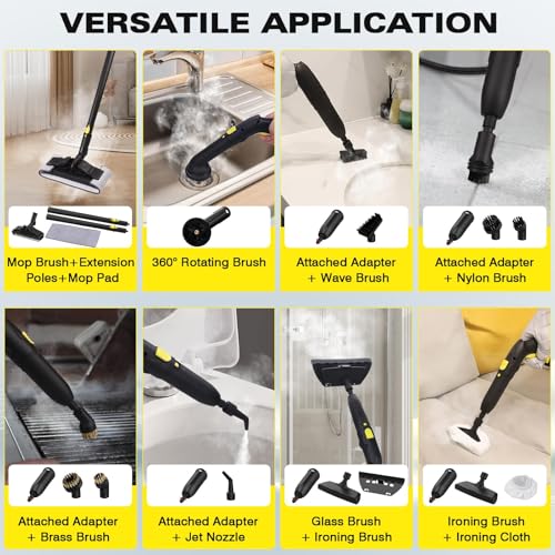 Image of TVD Steam Cleaner for Home, 5-Bar Pressure, 1.5L Tank, With 26 Accessories | 320F Deep Cleaning | 5M Power Cord | Chemical-Free | Steamer for Cleaning | for Floor, Tile, Grout, Kitchen, Upholstery