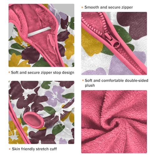 OTVEE Colorful Purple Yellow Floral Kids Hoodie Jacket Fall Spring Full Zip Warm Outwear Coat3