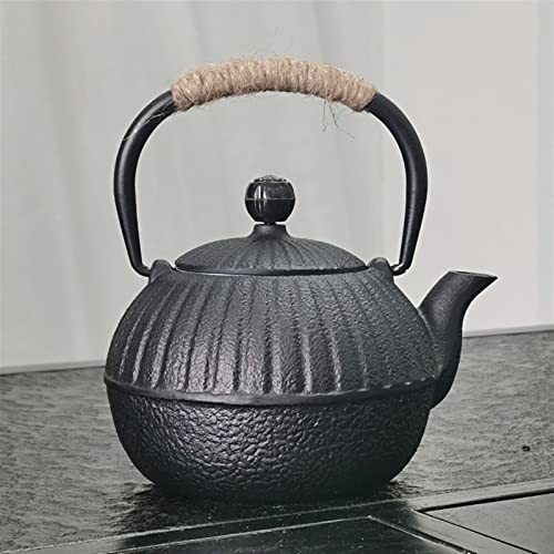 Tetera de hierro fundido de 500 ml negra con fabricante de té 7