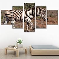 SIGNWIN 5 Panel Canvas Wall Art Animals Black and White Dramatic Group Modern Artwork for Home Decorations Ready to Hang - 60