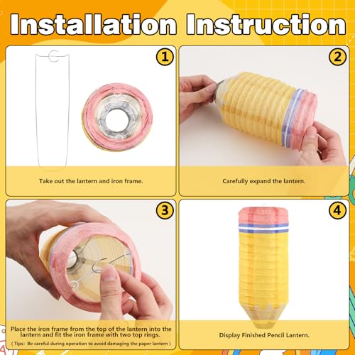 Image of 10 Pcs Classroom Decor Pencil Hanging Paper Lanterns Colorful Preschool Kindergarten Graduation Classroom Ceiling Decor for Back to School, First Day of School Supplies